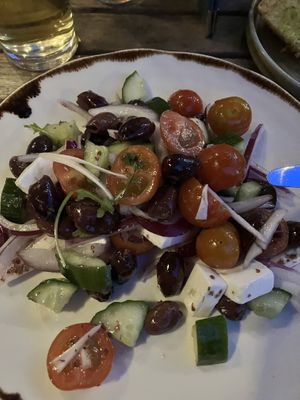 Greek salad with plant based feta   at The Head of the River  in Oxford