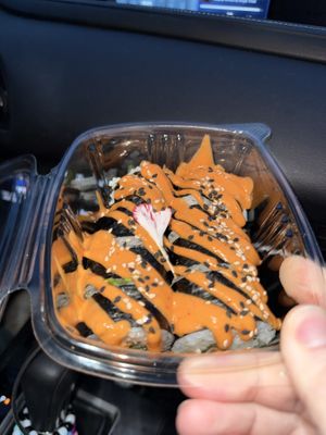 Could wait to get home, ate this in the car 🤣 Eel and cucumber was our favorite   at Verde in Virginia Beach
