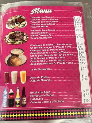 menu 2  at Comedor Laurita in Oaxaca