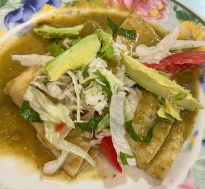 vegetarian enchiladas without cheese and cream!  at Comedor Laurita in Oaxaca