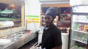 Reuben--Vegan Bites kiosk--BTL Park at Vegan Bites in Belize City