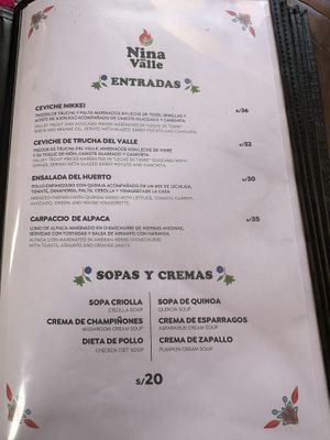 Cream soups w/o dairyy  at Nina Del Valle in Ollantaytambo