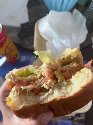 Cajun Fish Burger 🤤 at Veggie Grill by Next Level in Carlsbad