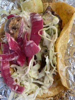 Smokey Mushroom Asada Taco  at Veggie Grill by Next Level in Carlsbad