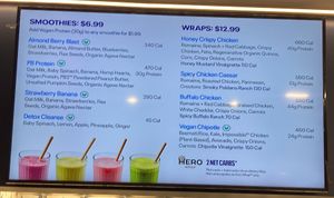 The "V" indicates vegan items at Just Salad - Hunter College in New York City