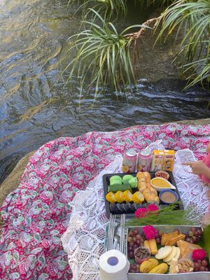 Vegan picnic at waterfall at Okini Kitchen @ VegAn Home Khánh Sơn in To Hap