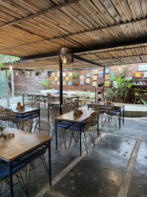 Seating area  at Samadi Kitchen Lab in Canggu