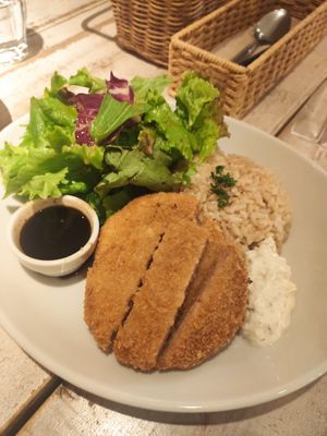 Scallop with rice and salad at AIN SOPH.Soar in Tokyo