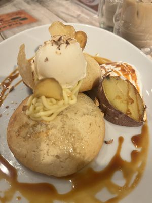 Vegan sweet potato pancakes (mont Blanc) #Veganuary at AIN SOPH.Soar in Tokyo