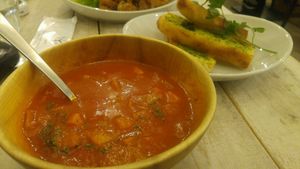 veggie soup and garlic toast at AIN SOPH.Soar in Tokyo