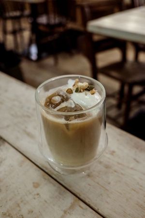 Maple latte with whipped cream at AIN SOPH.Soar in Tokyo