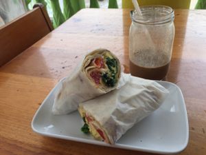 Wrap - Egg, Spinach, Feta, Tomato  at Roots Wraps and Smoothies in San Ignacio