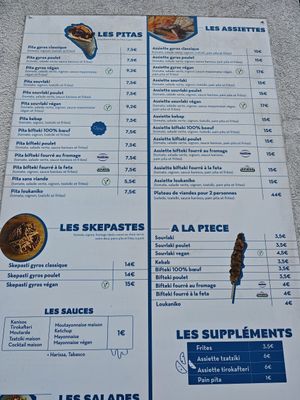 Menu outside at Kanisos in Uccle