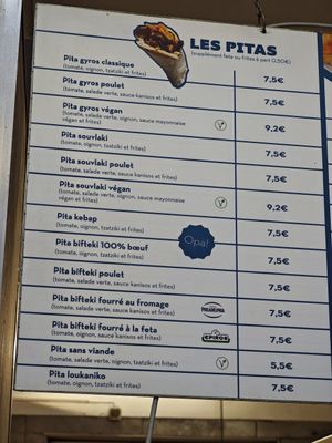 Menu inside at Kanisos in Uccle