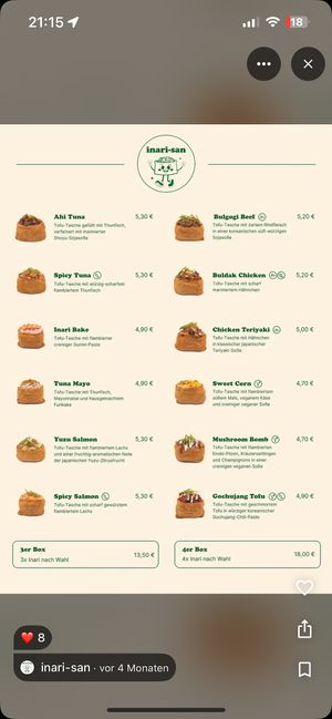 Menu 21.07.25  at Inari-San in Frankfurt