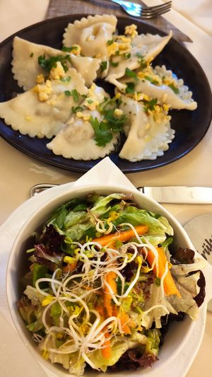 Schlutzkrapfen (vegan) at Traditionsgasthof Weissbacher in Wildschonau