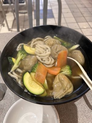 Wonton noodle soup  at Happy Veggie House in Calgary