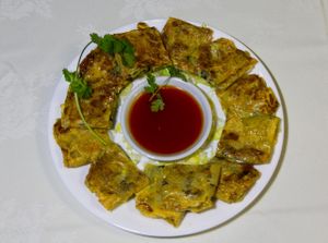 stuffed to-fu roll at Happy Veggie House in Calgary