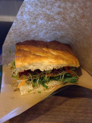Focaccia sandwich - avo salad at SharkFellowsCoffee in Fukuoka