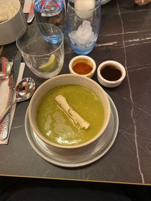 Spinach and lentil soupp  at Flames Of India in Westcliff-on-sea