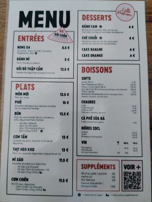 Carte menu at Little Vietnam in Annecy