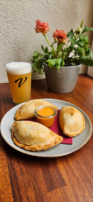 A choice of vegan empanadas at Viktoria Bar in Copenhagen