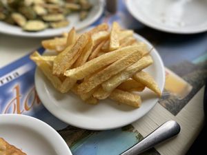 Fries - Taverna Neraida, Lake Kournas  at Taverna Neraida  in Crete