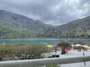 View from Taverna Neraida, Lake Kournas  at Taverna Neraida  in Crete