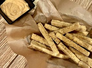 Tofu Fries with vegan dippping sauce  at Casa Nueva in Athens