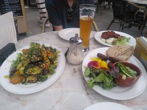 Grilled vegetables, rösti and köfte. at De Tuin Van De Smid in Leiden