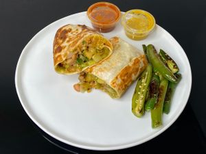 burrito nopal - dairy + grilled jalapeños (plated at home) at Carmelo's Tacos - Broadway E in Seattle