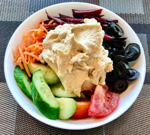 Hummus bowl at The Garden in Dubai
