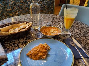Paneer Curry, Naan and Lassi at Sarthi in Bath