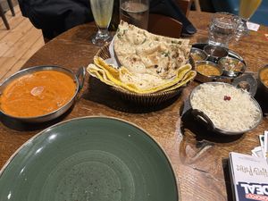 butter v chicken, v naans rice   at Sarthi in Bath