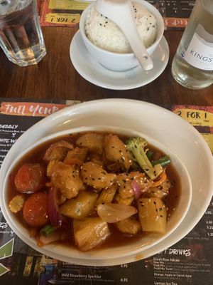 Classic sweet and sour with vegan bites and rice  at Banana Tree - Wardour in London