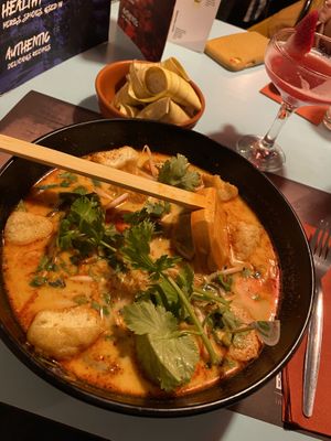 Singapore Laksa soupy noodles  at Banana Tree - Wardour in London