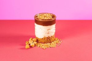 Not a Nutella Cheesecake: veg Cheesecake with plant-based Nutella topping and crushed Hazelnuts at Green M'ama  in Rome