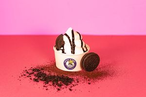 Oreo Vanilla Ice Cream: Vanilla Ice Cream with chocolate topping and Oreo cookies at Green M'ama  in Rome