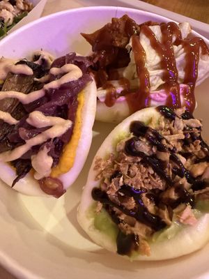 Bao Trio: different spread + stuffing + sauce  at Green M'ama  in Rome