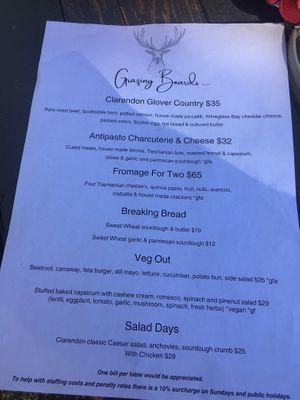 Menu  at The Clarendon Arms  in Evandale