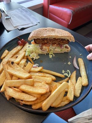 Burger (half eaten!)  at Arilds Grillbar in Narvik