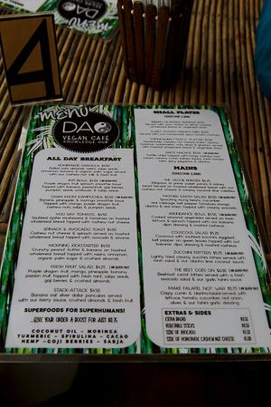 The menu at DAO of Life in Sihanoukville