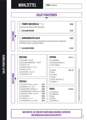 Speisekarte  at Die Bürgermeisterei in Mosbach