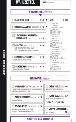 Speisekarte  at Die Bürgermeisterei in Mosbach