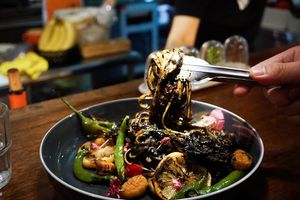 Bamboo Charcoal Pasta at Herban Kitchen and Bar - 二本餐廳 in Taipei