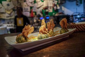 Cashew spinach wonton at Herban Kitchen and Bar - 二本餐廳 in Taipei