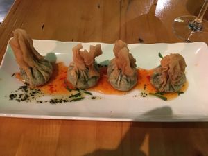 Spinach and cashew fried wontons   at Herban Kitchen and Bar - 二本餐廳 in Taipei