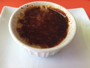 Vegan creme brûlée with a thick, crisp sugar top. at Eden in Eden in Miami