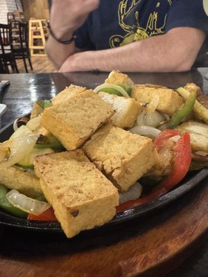 Tofu fajitas. They know how to cook tofu beautifully !  at Catrina's Cantina in Maggie Valley