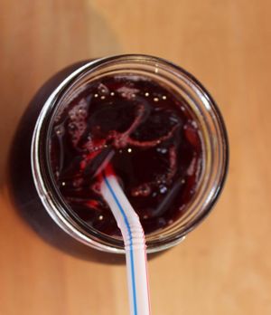 The organic hibiscus refresher is a nutritious and delicious blend of organic loose leaf hibiscus, rose hips, orange peel and cinnamon sticks. Brewed together and with fresh squeezed lemon, lime and brown sugar then served on ice! at Dam Good Tacos in Fort Collins